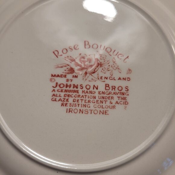 VTG Lot Of 4 Johnson Bros. Rose Bouquet Pink 6 1/4" Bread Plates Made In England - Picture 6 of 6